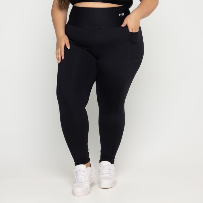 HIP UP POWER GUARD ブラック Lサイズ Calça com Bolso Lateral Plus Size Preto - Power Fit