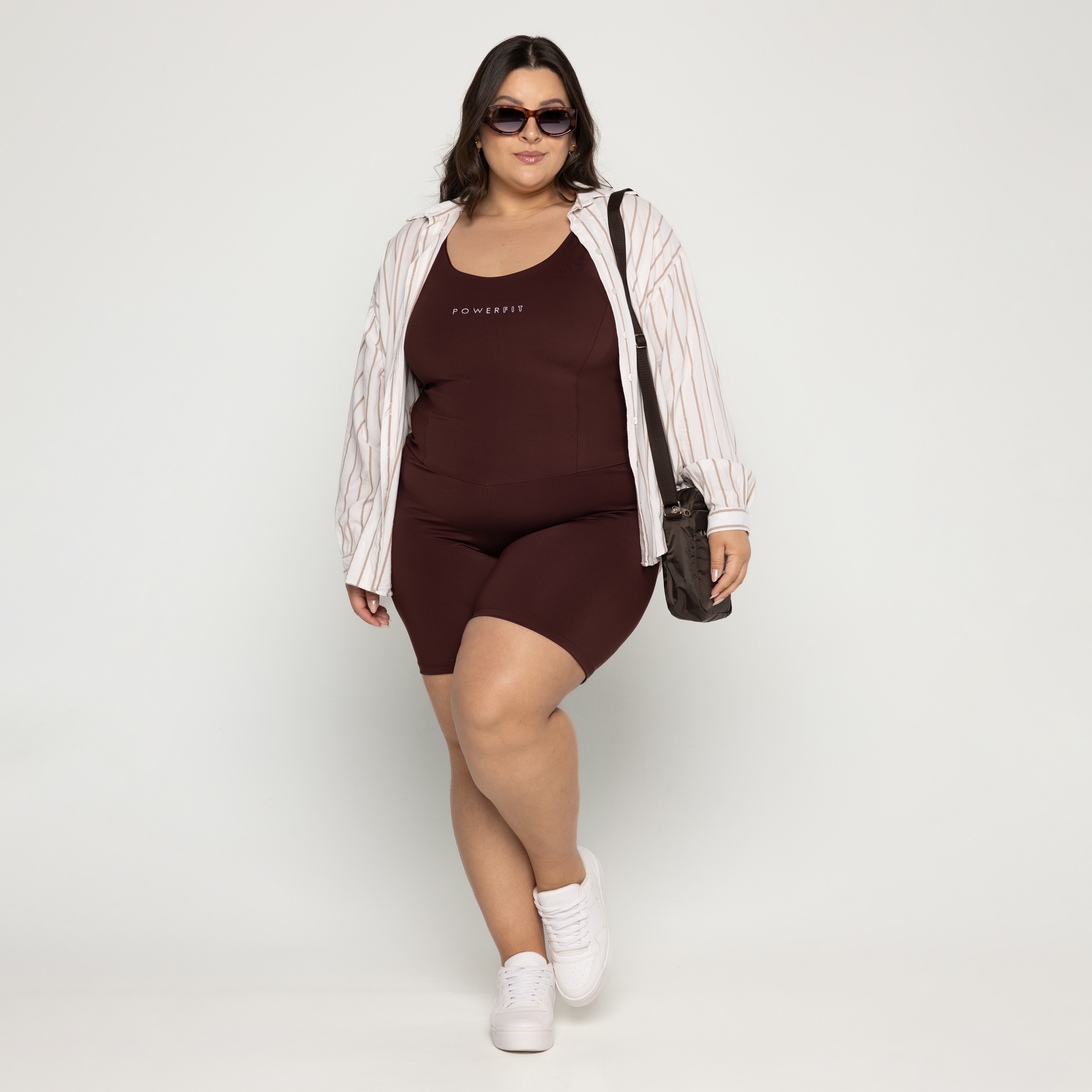 Macaquinho Modelador Plus Size Dark Oak - Power Fit