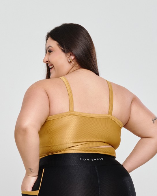 Top Canelado Alcinha Plus Size Golden