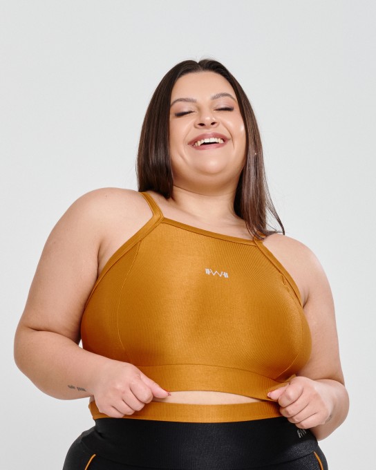 Top Canelado Alcinha Plus Size Copper