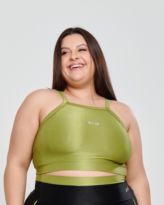 Top Canelado Alcinha Plus Size Pistache