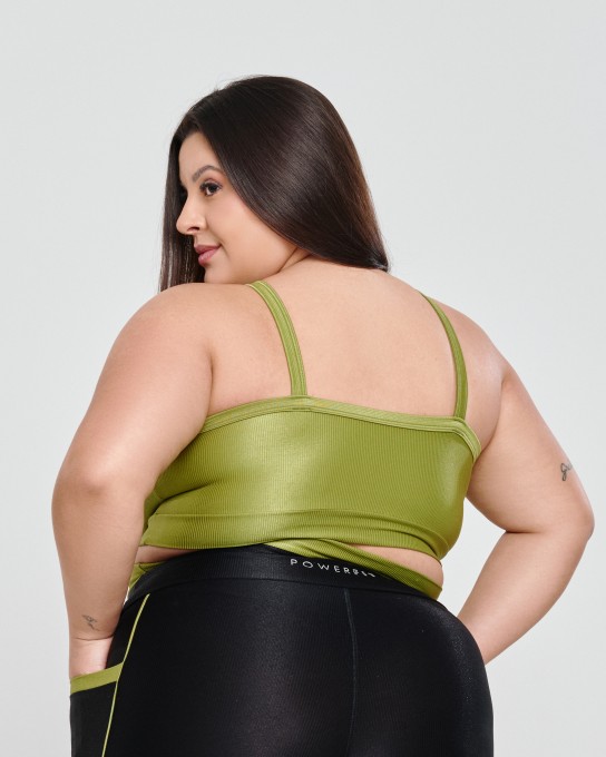 Top Canelado Alcinha Plus Size Pistache