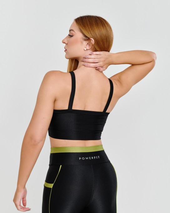 Top Canelado Alcinha Preto