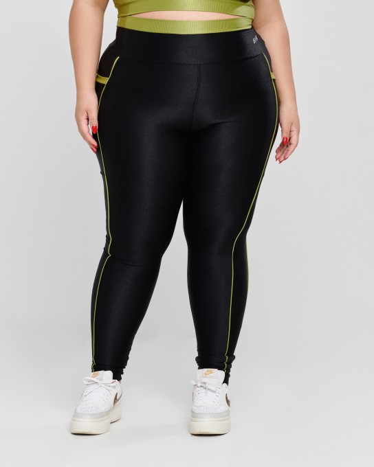 Calça Glow Canelada com Bolso Plus Size Pistache