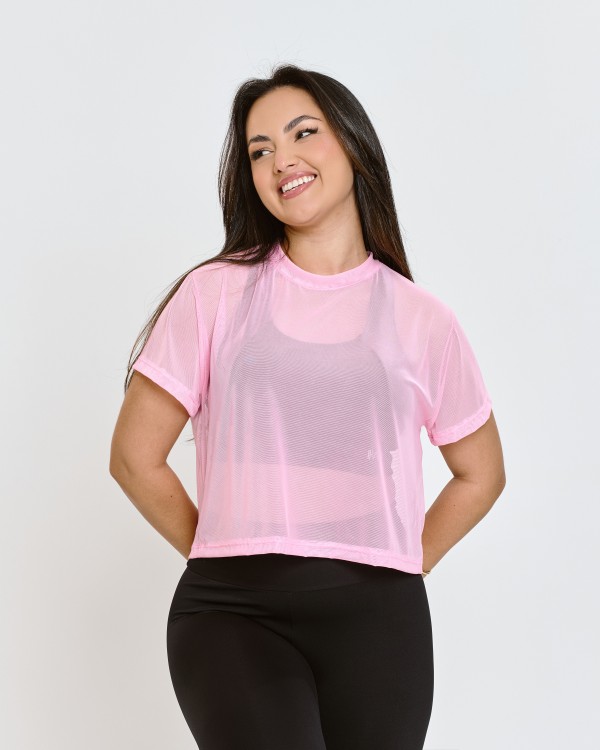 Cropped Power de Tule Rosa