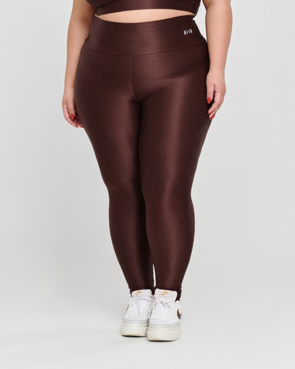 Calça Canelada Recorte V Plus Size Dark Oak - Power Fit