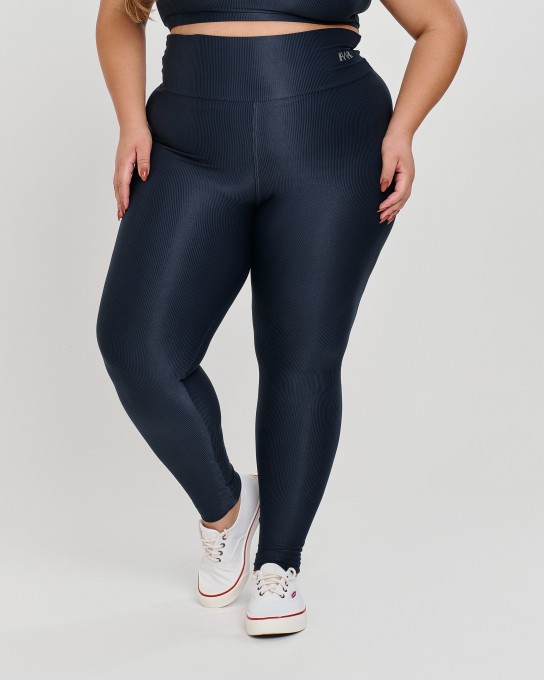 Calça Canelada Recorte V Plus Size Chumbo