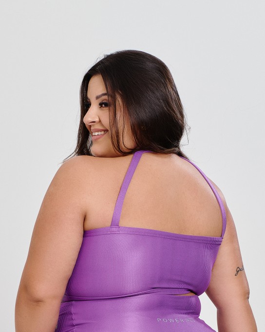 Top Canelado Halter Neck Plus Size Lilás