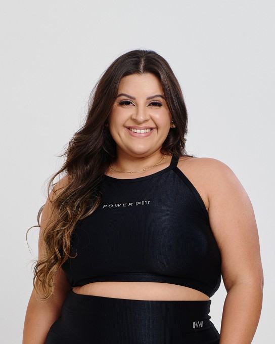 Top Canelado Halter Neck Plus Size Preto