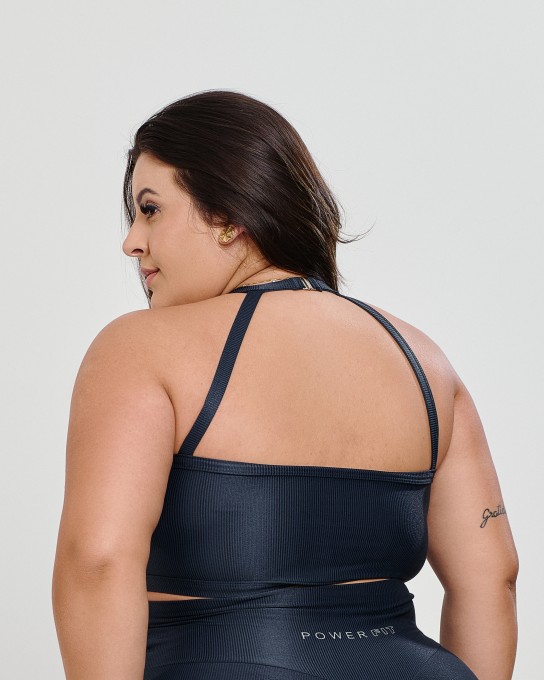 Top Canelado Halter Neck Plus Size Chumbo