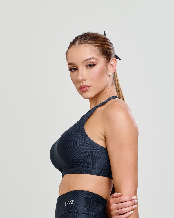 Top Canelado Halter Neck Chumbo