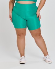 Bermuda Canelada Bolso Plus Size Verde Enseada