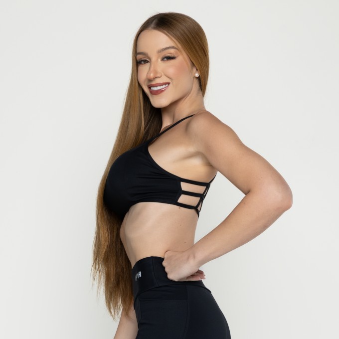 Top Detalhe em Tiras Preto