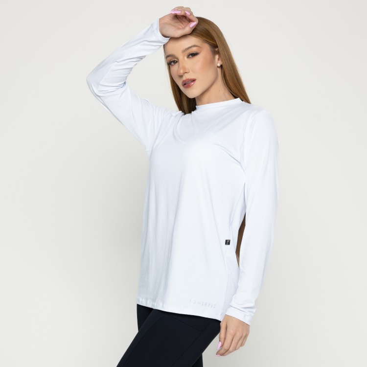 Blusa Dry Fit Unissex Manga Longa Branca