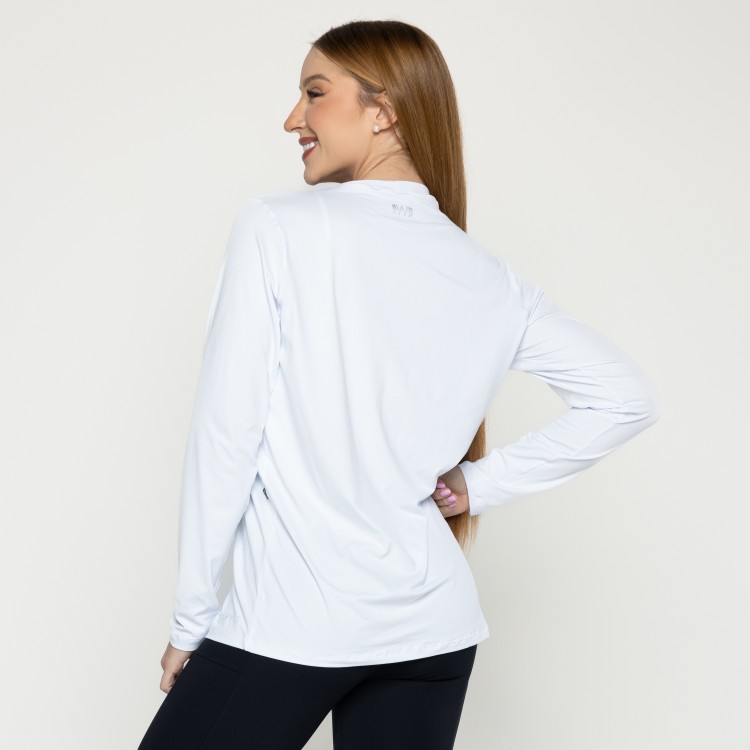 Blusa Dry Fit Unissex Manga Longa Branca