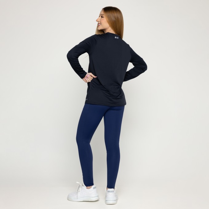 Blusa Dry Fit Unissex Manga Longa Preta