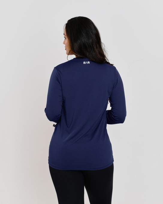 Blusa Dry Fit Unissex Manga Longa Plus Size Marinho