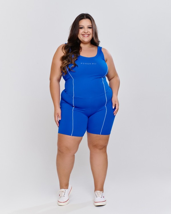 Macacão Curto Modelador Vivo Colors Plus Size Azul