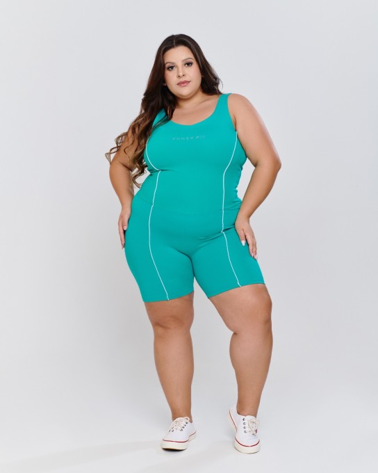 Macacão Curto Modelador Vivo Colors Plus Size Verde