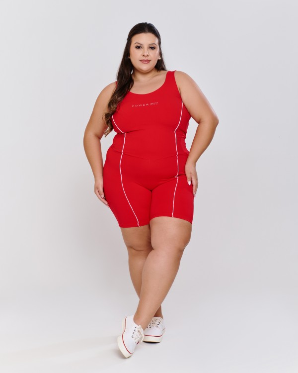 Macacão Curto Modelador Vivo Colors Plus Size Vermelho