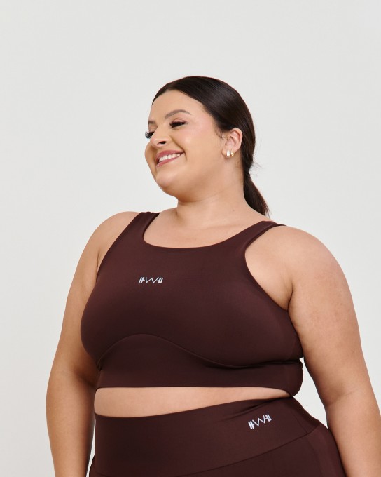 Top Cropped Motion Plus Size Dark Oak