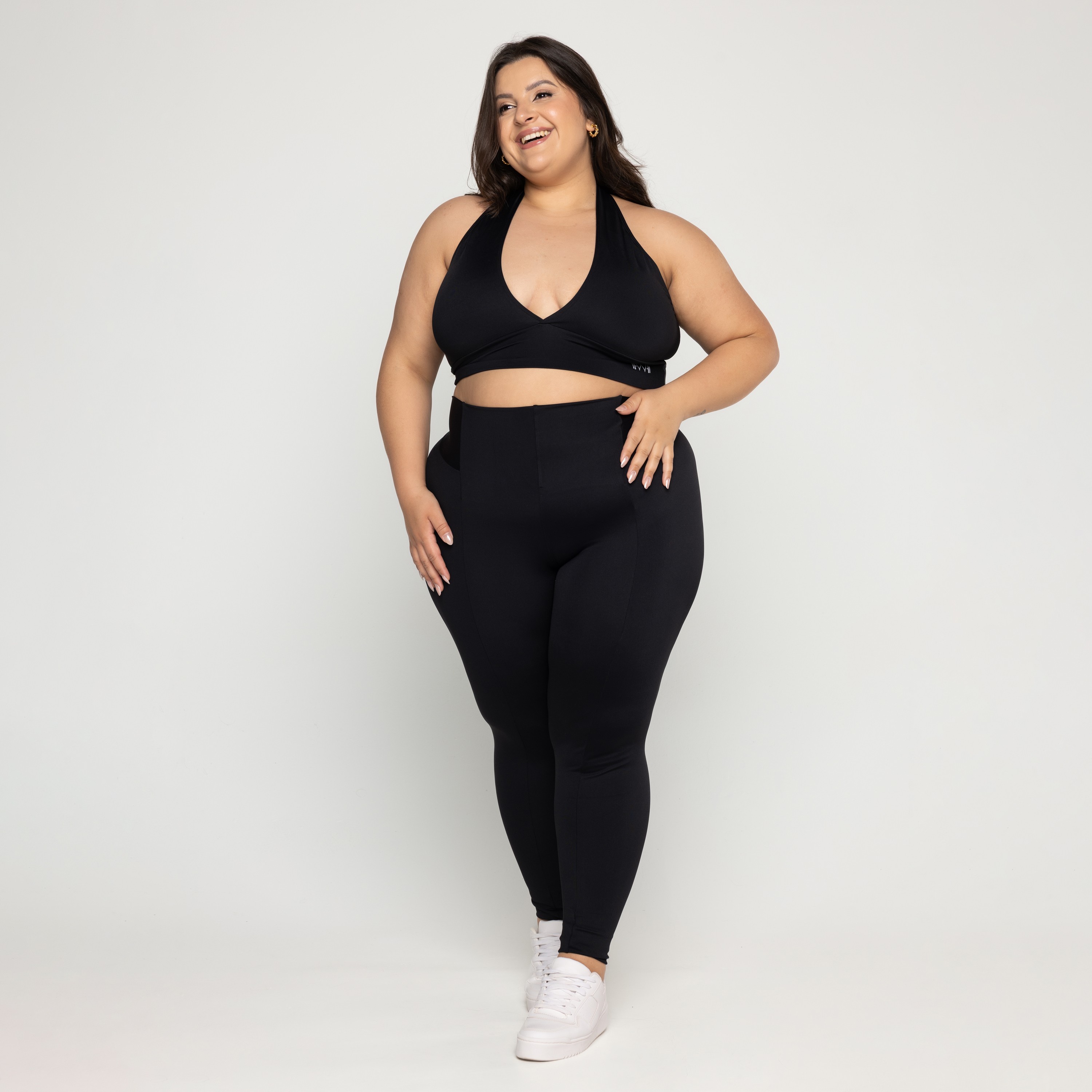 Top Cruzado 3 em 1 Plus Size Preto - Power Fit