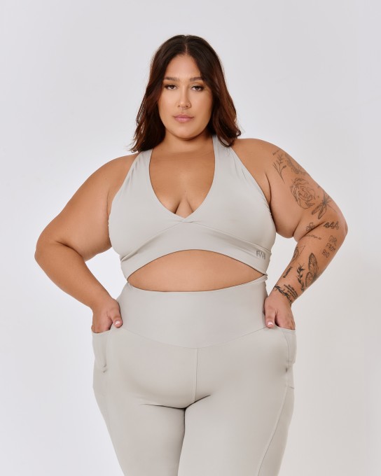 Top Cruzado 3 em 1 Plus Size Silver