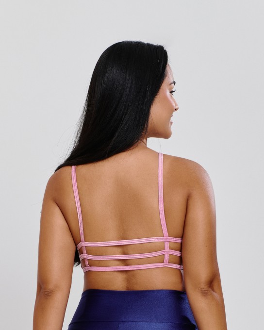 Top Detalhe em Tiras Rosa