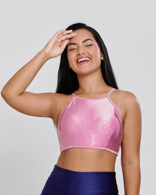 Top Detalhe em Tiras Rosa