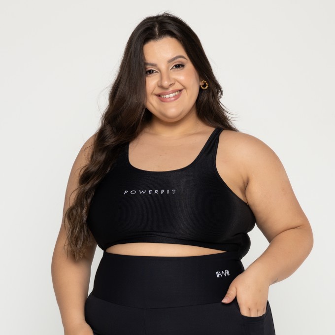 Top Basic Canelado Plus Size Preto