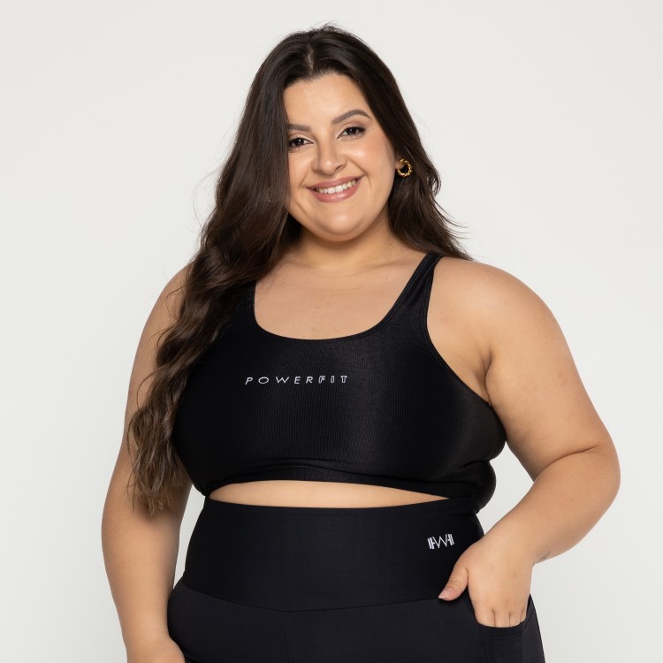 Top Basic Canelado Plus Size Preto