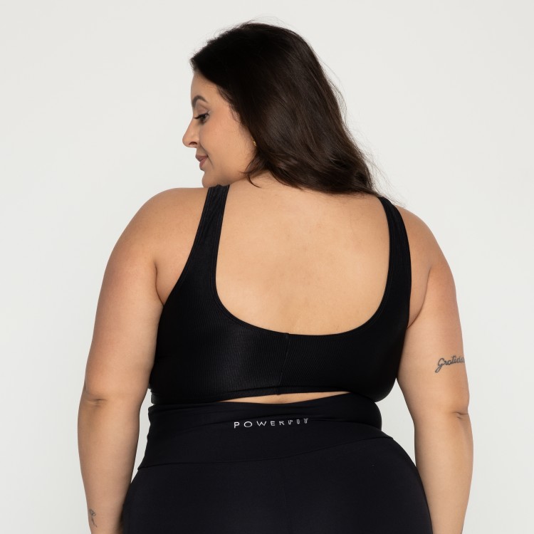 Top Basic Canelado Plus Size Preto