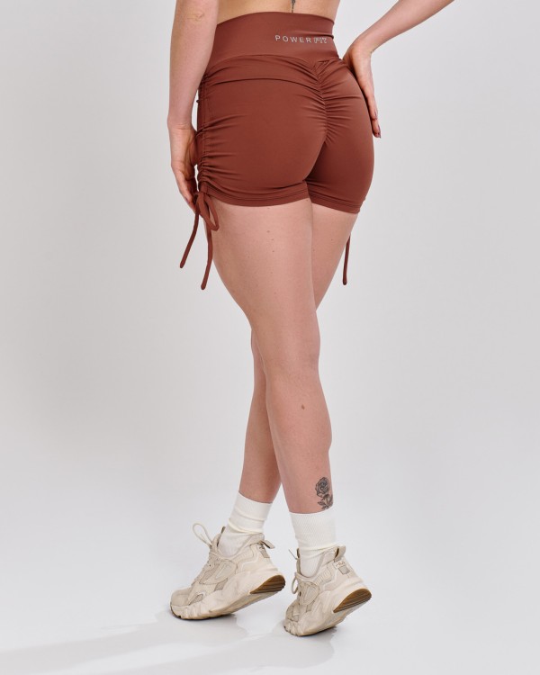 Short Empina com Cadarço Lateral Marrom
