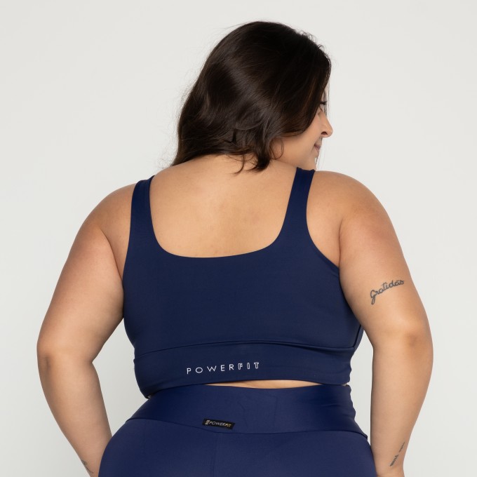 Top Cropped Motion Plus Size Marinho