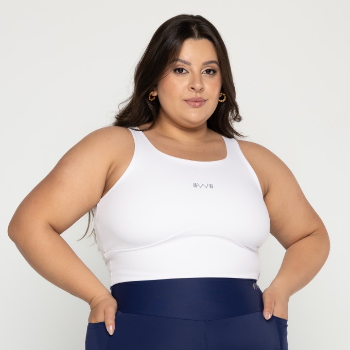 Top Cropped Motion Plus Size Branco