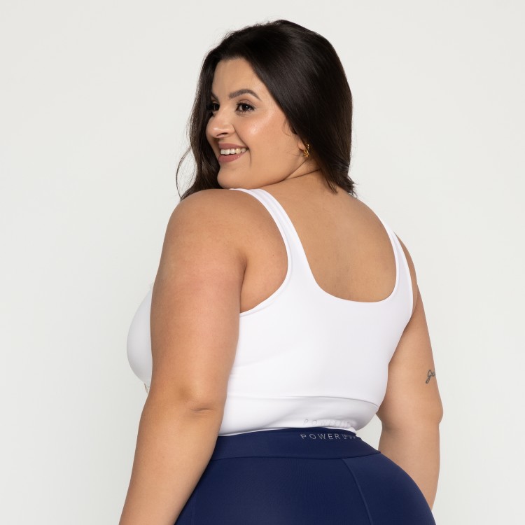 Top Cropped Motion Plus Size Branco