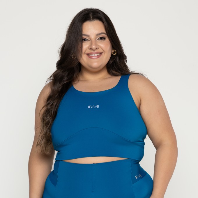 Top Cropped Motion Plus Size Cobalt Blue