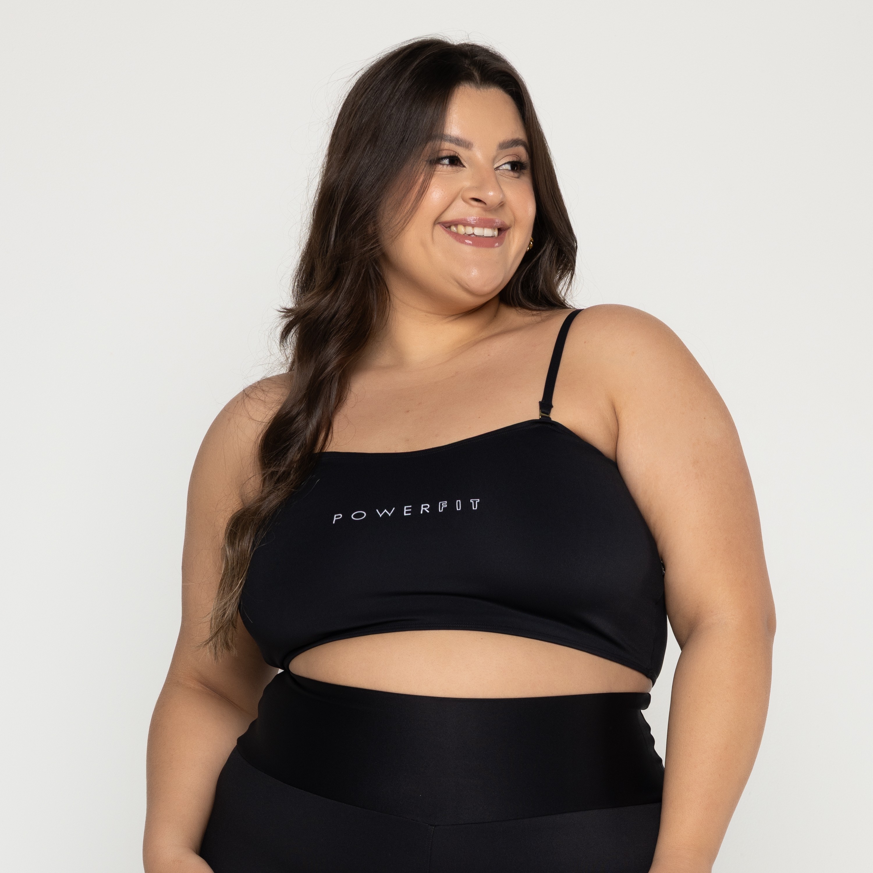 Top Faixa com Alças Motion Plus Size Preto - Power Fit