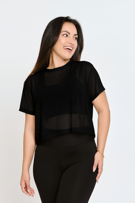 Cropped Power de Tule Preto