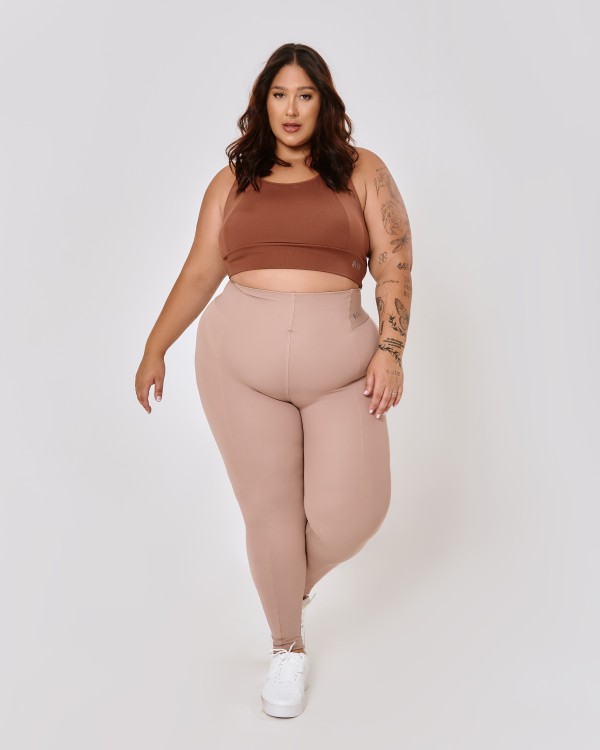Calça Recortes Montaria Plus Size Nude