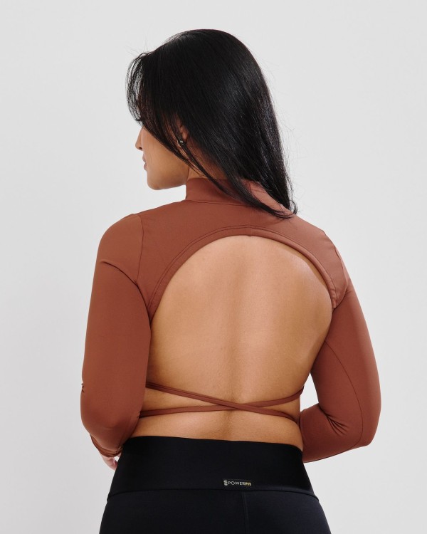 Cropped Meia Gola Costa Nua Marrom