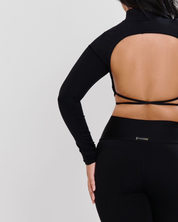Cropped Meia Gola Costa Nua Preto