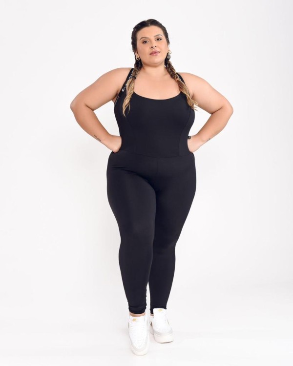 Macacão Chapa Barriga Plus Size Preto