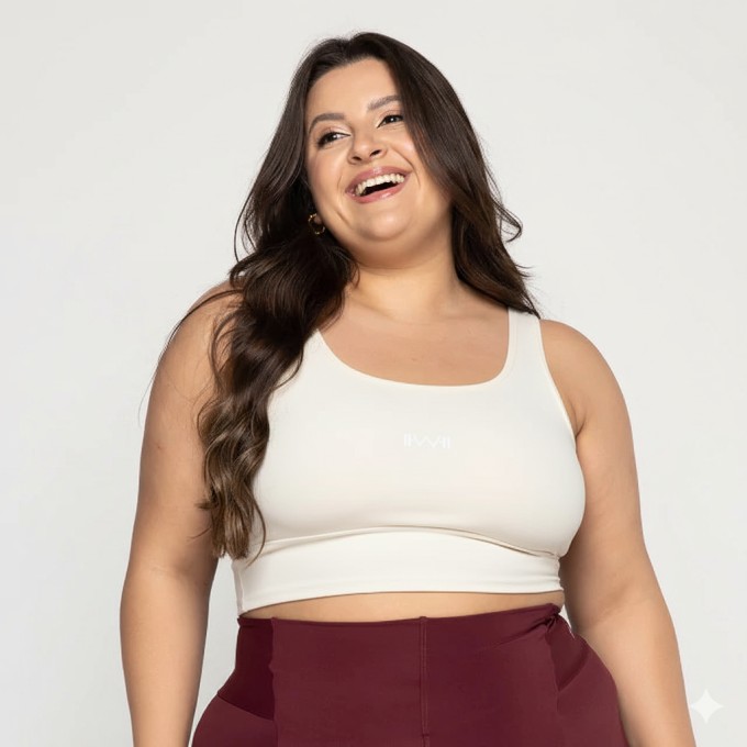 Top Cropped Motion Plus Size Off White