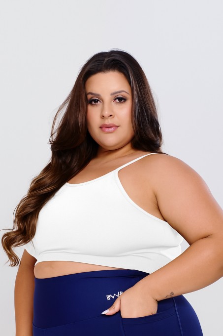 Top Cropped Basic Plus Size Branco