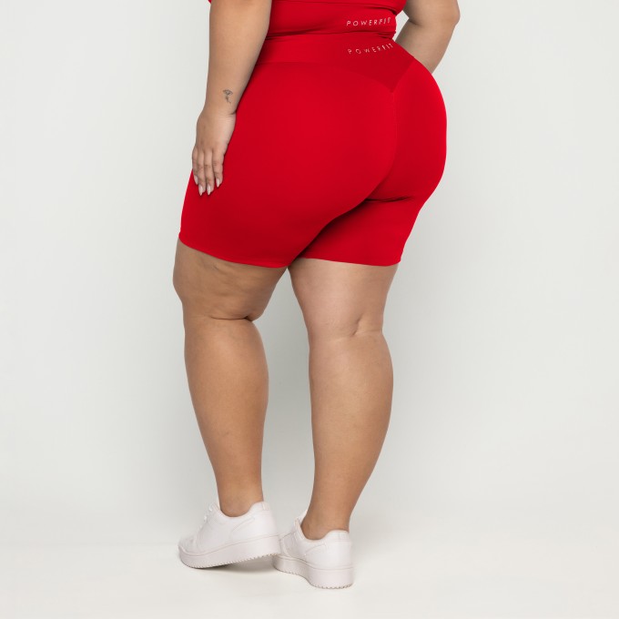 Short Recortes Plus Size Vermelho