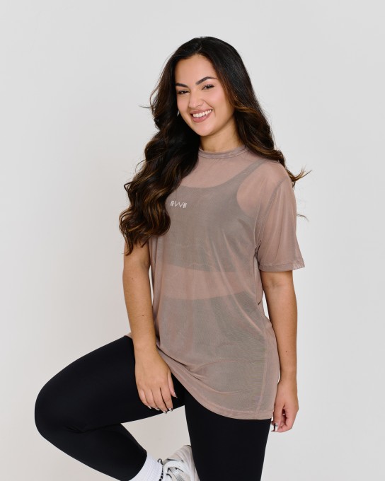 Blusão Power Oversized de Tule Castanho