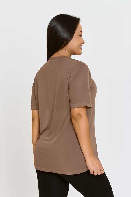 Blusão Power Oversized de Tule Castanho