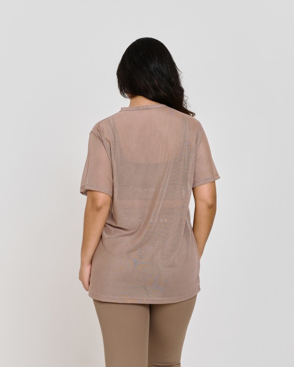 Blusão Power Oversized de Tule Castanho