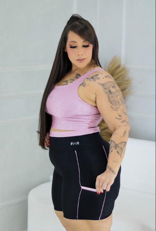 Top Cropped Motion Plus Size Rosê